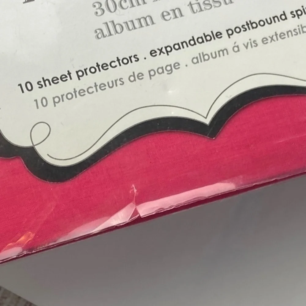 Colorbok Scrapbook 12in x 12in Dark Pink Fabric‎ 10 Top Loading Page Protectors